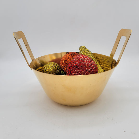 Mid Century Brass Basket with Sequined Fruit