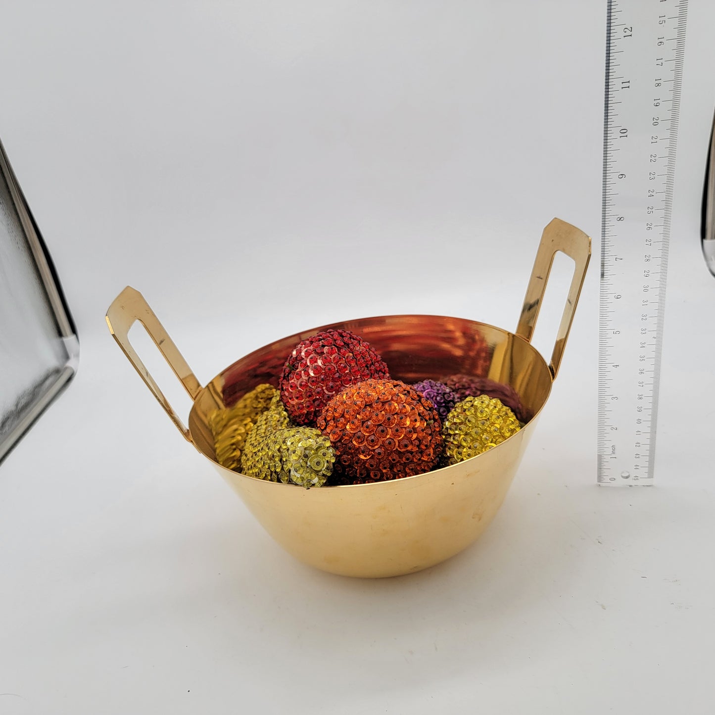 Mid Century Brass Basket with Sequined Fruit