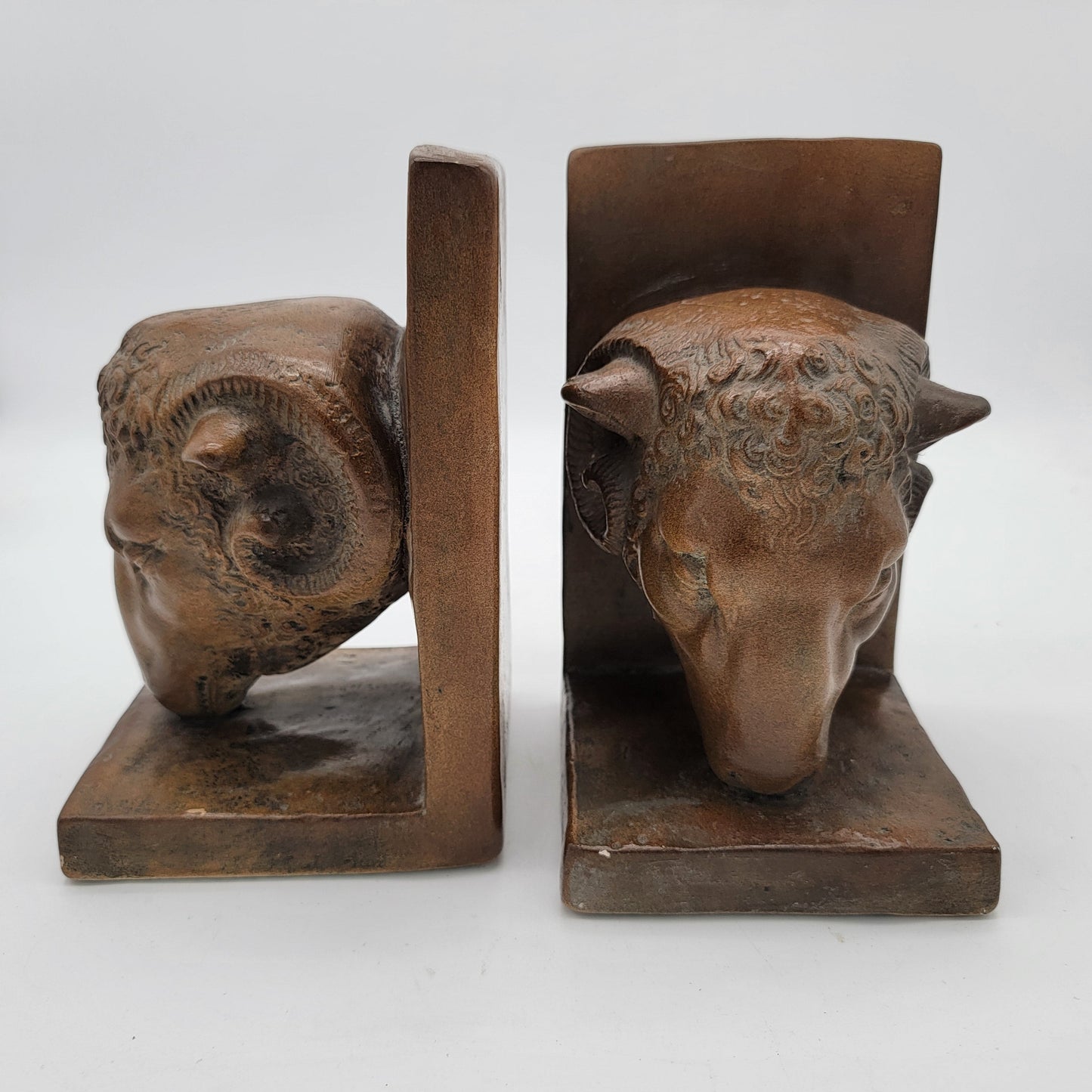 Arthur Court Ram Heads Chalkware Bookends