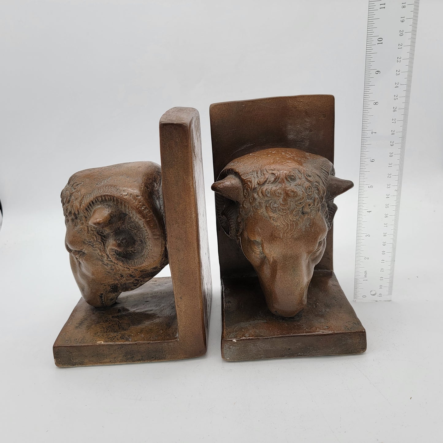 Arthur Court Ram Heads Chalkware Bookends