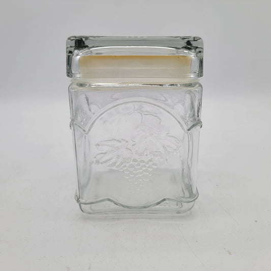 Glass Canister with Embossed Fruits