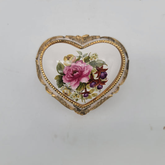 Vintage Heart Shaped Musical Trinket Box