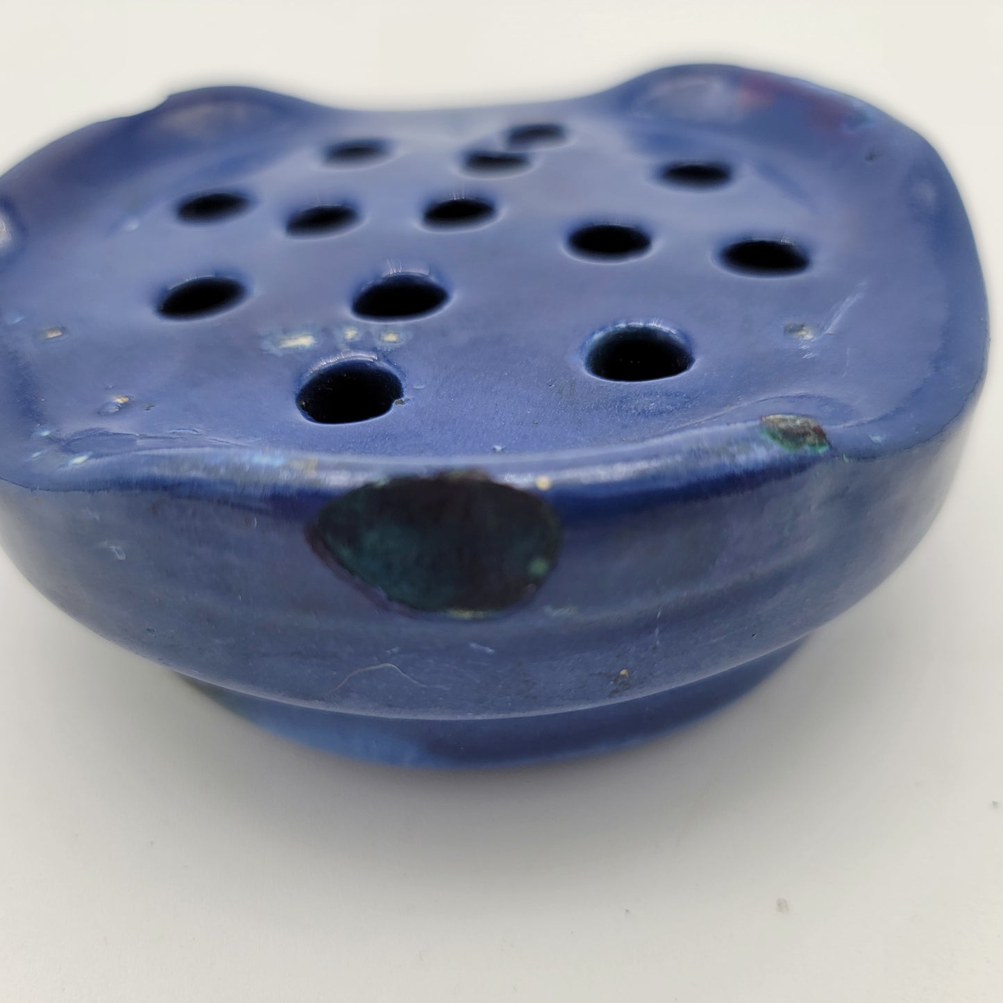 Haeger Pottery Blue Green Flambe Flower Frog as found