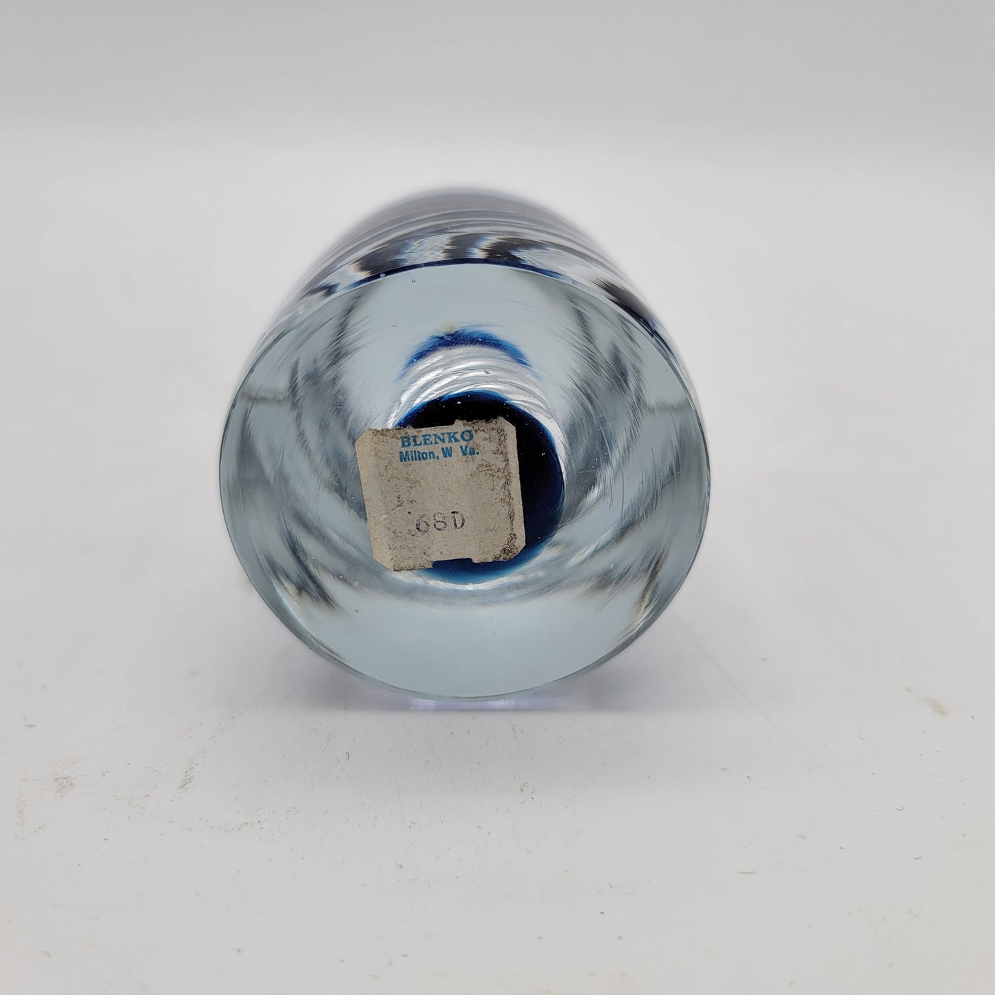 Blenko Blue Spiral Paperweight