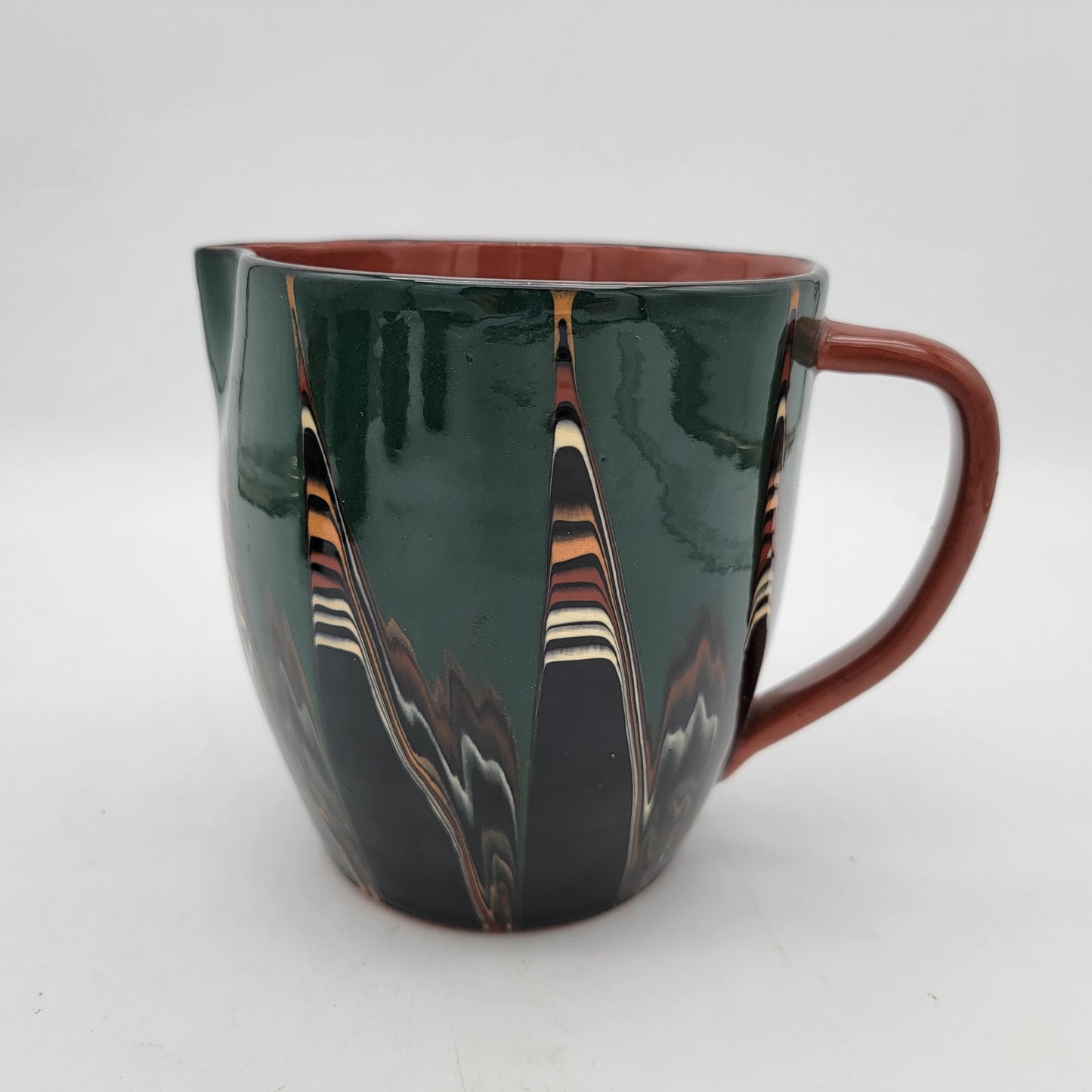 Bulgarian? Pottery Redware Pitcher and Cup Set