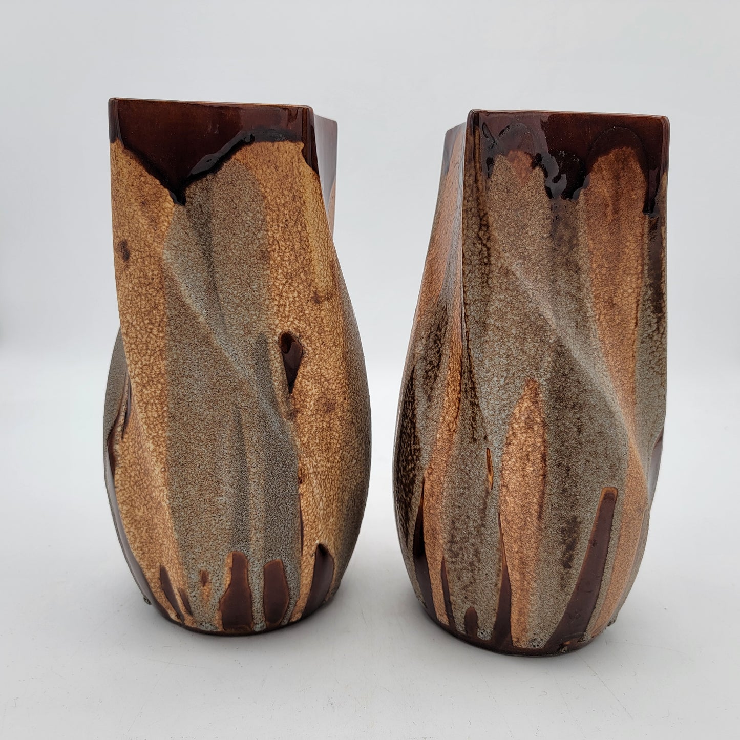 Pair of Royal Haeger Pottery Lava Drip Twist Vases