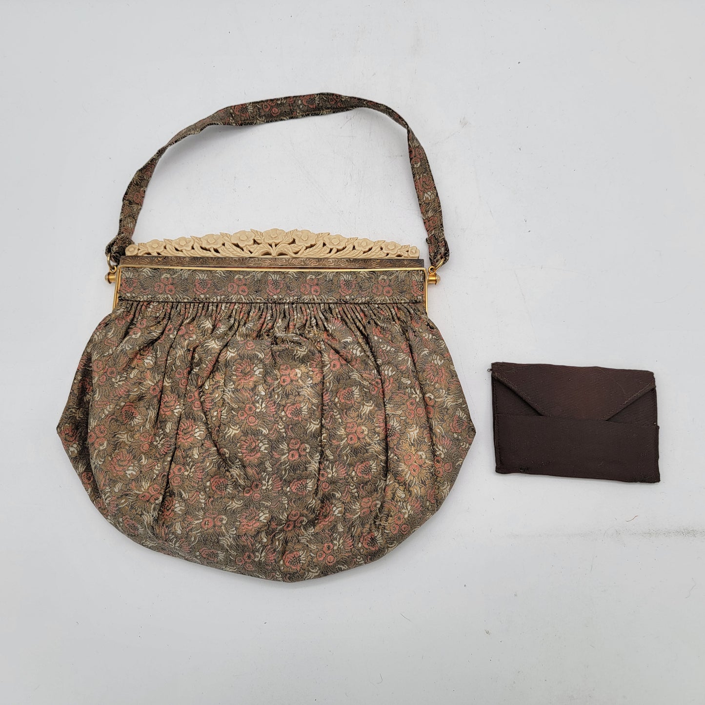 Antique Fabric Purse with Celluloid Frame