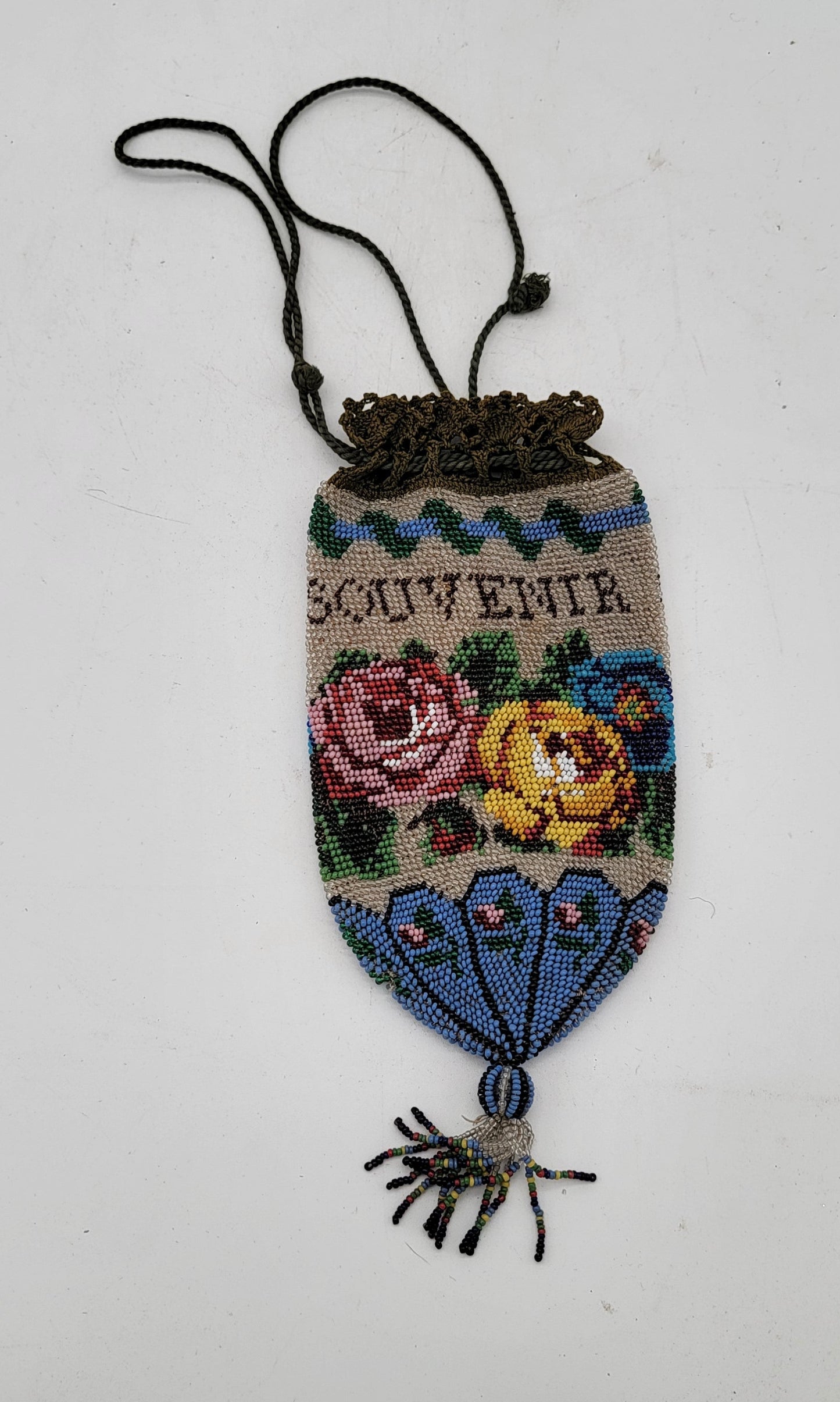 Antique Beaded Purse Souvenir Roses