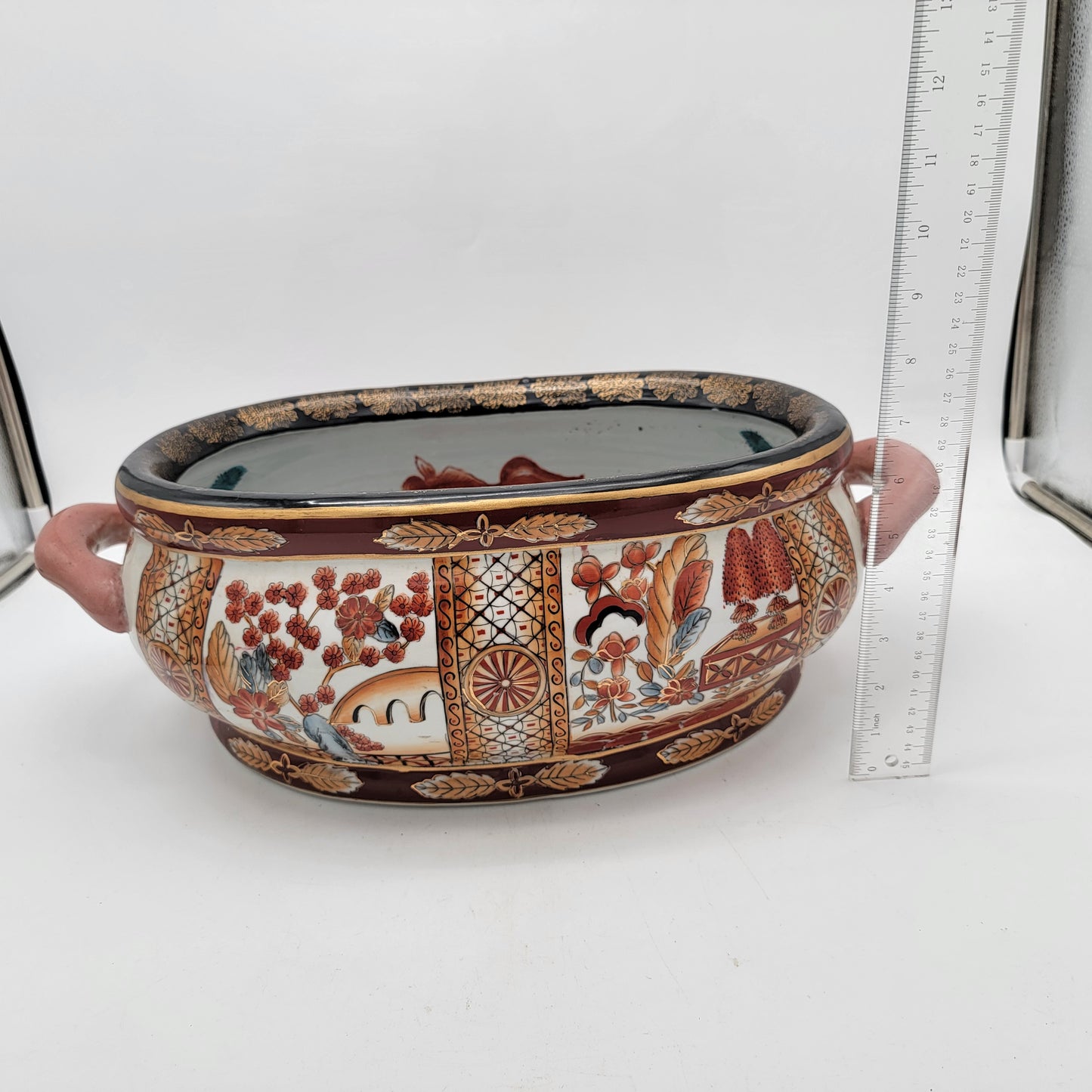 Large Chinese Foot Bath Planter with Goldfish