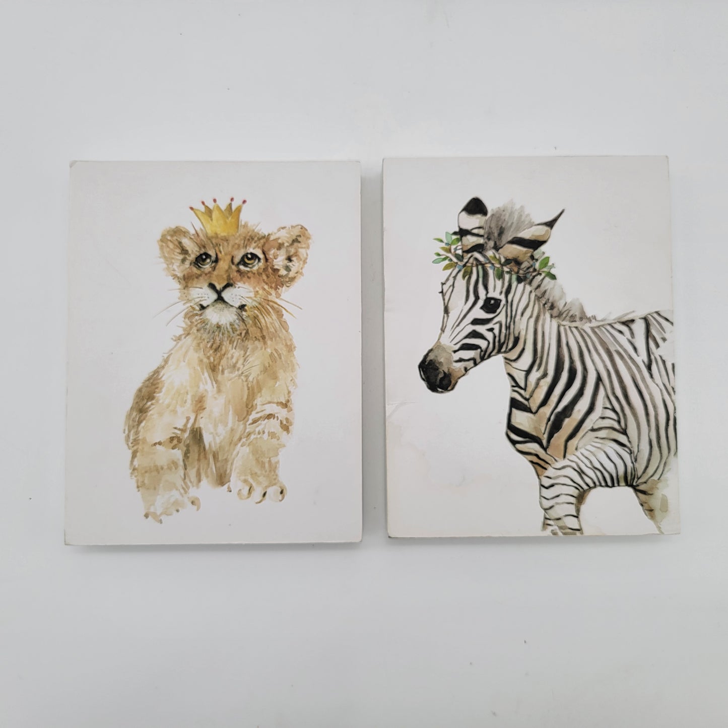 Baby Zebra and Lion Block Art Prints