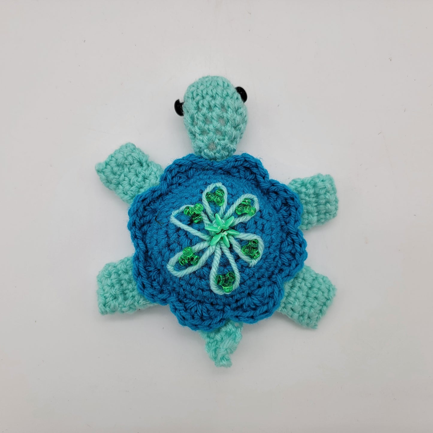 Hand Crocheted Turtle Blue on Blue