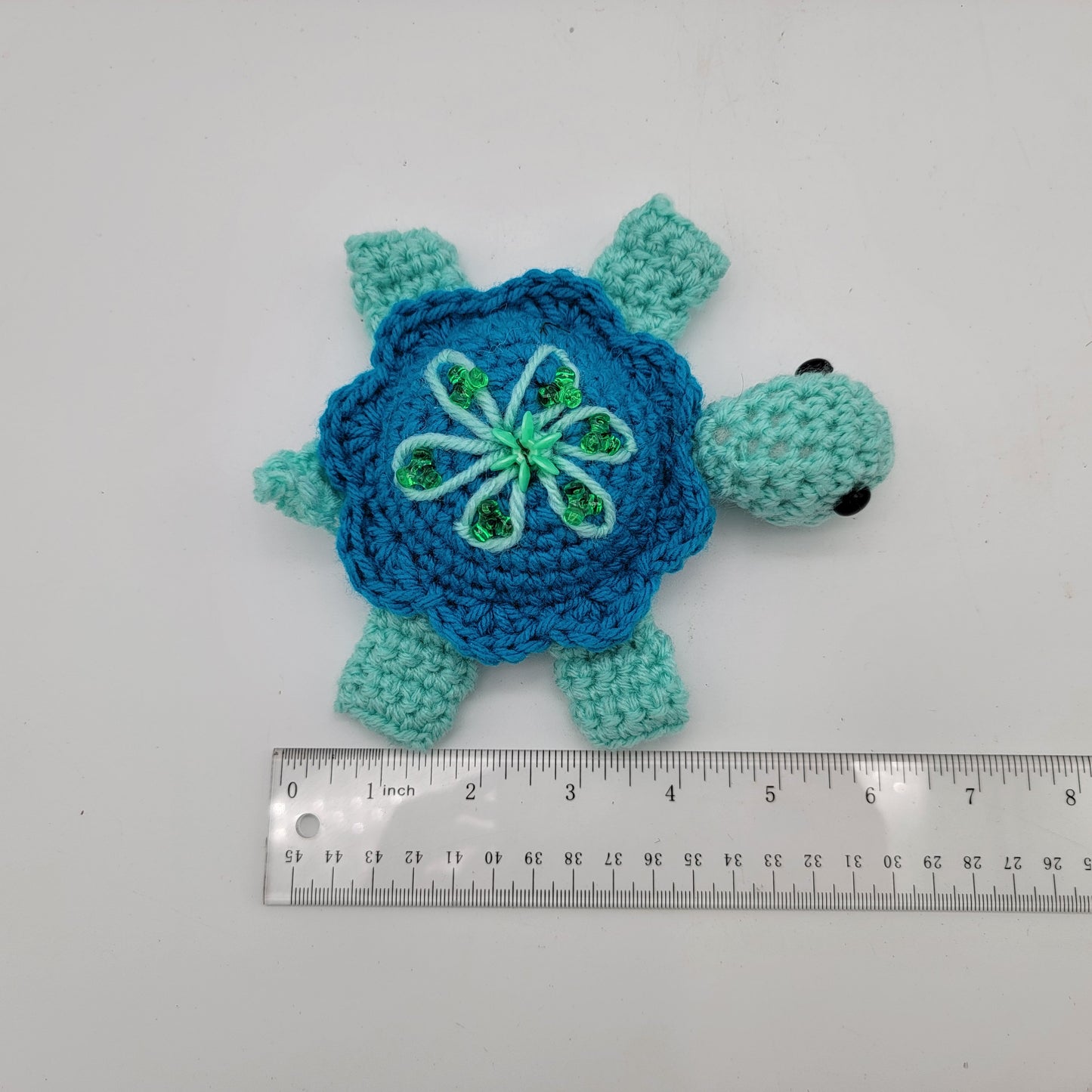 Hand Crocheted Turtle Blue on Blue