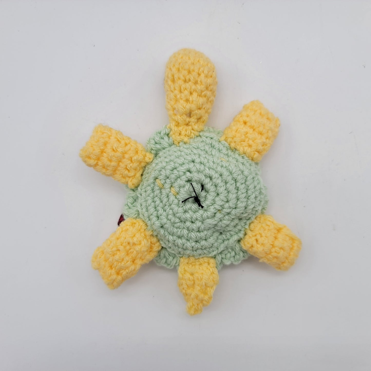 Hand Crocheted Turtle Yellow and Green with Butterfly