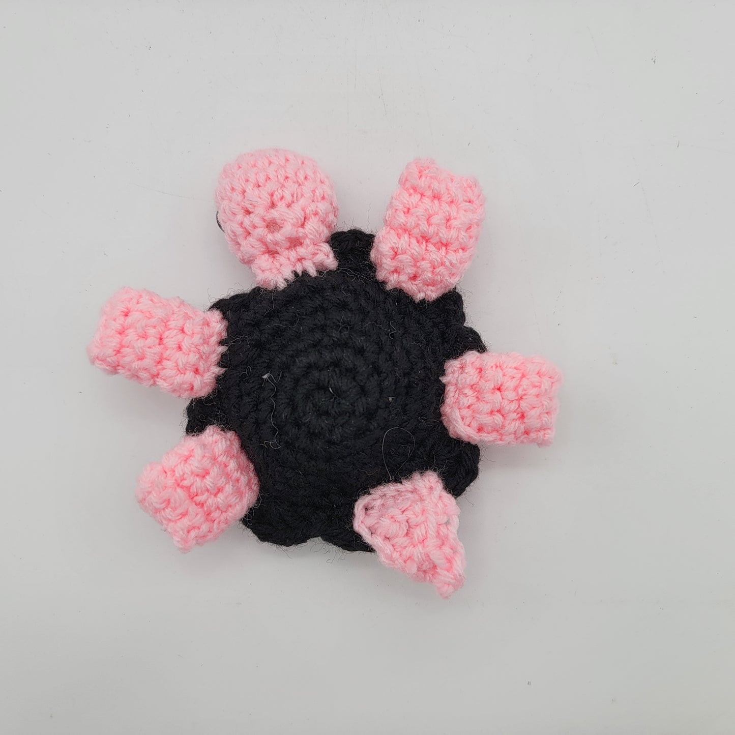 Hand Crocheted Turtle Pink and Blank with Beads