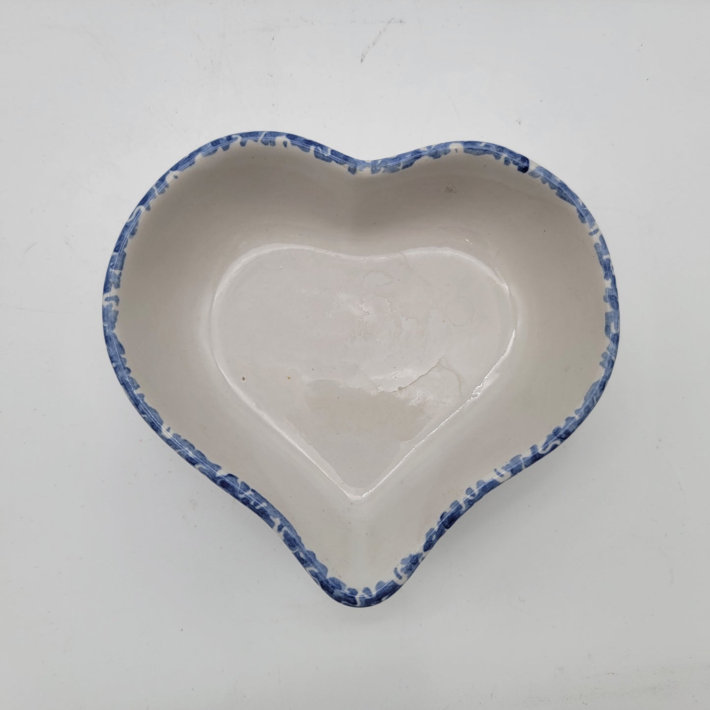 Blue Spongeware Nesting Heart Bowls