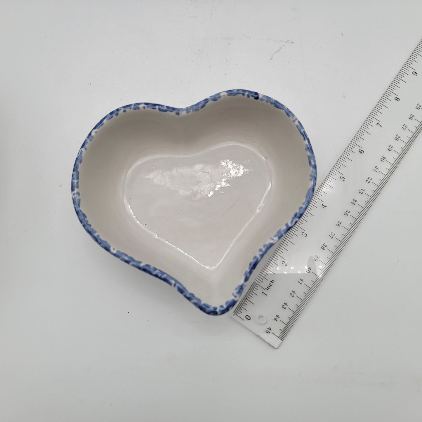 Blue Spongeware Nesting Heart Bowls