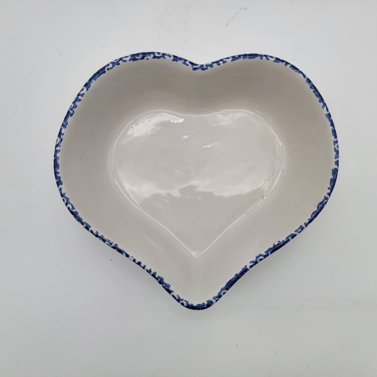 Blue Spongeware Nesting Heart Bowls