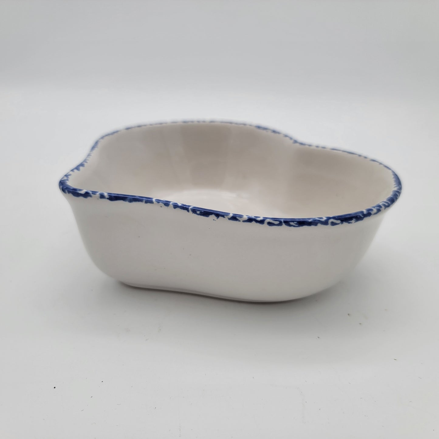 Blue Spongeware Nesting Heart Bowls