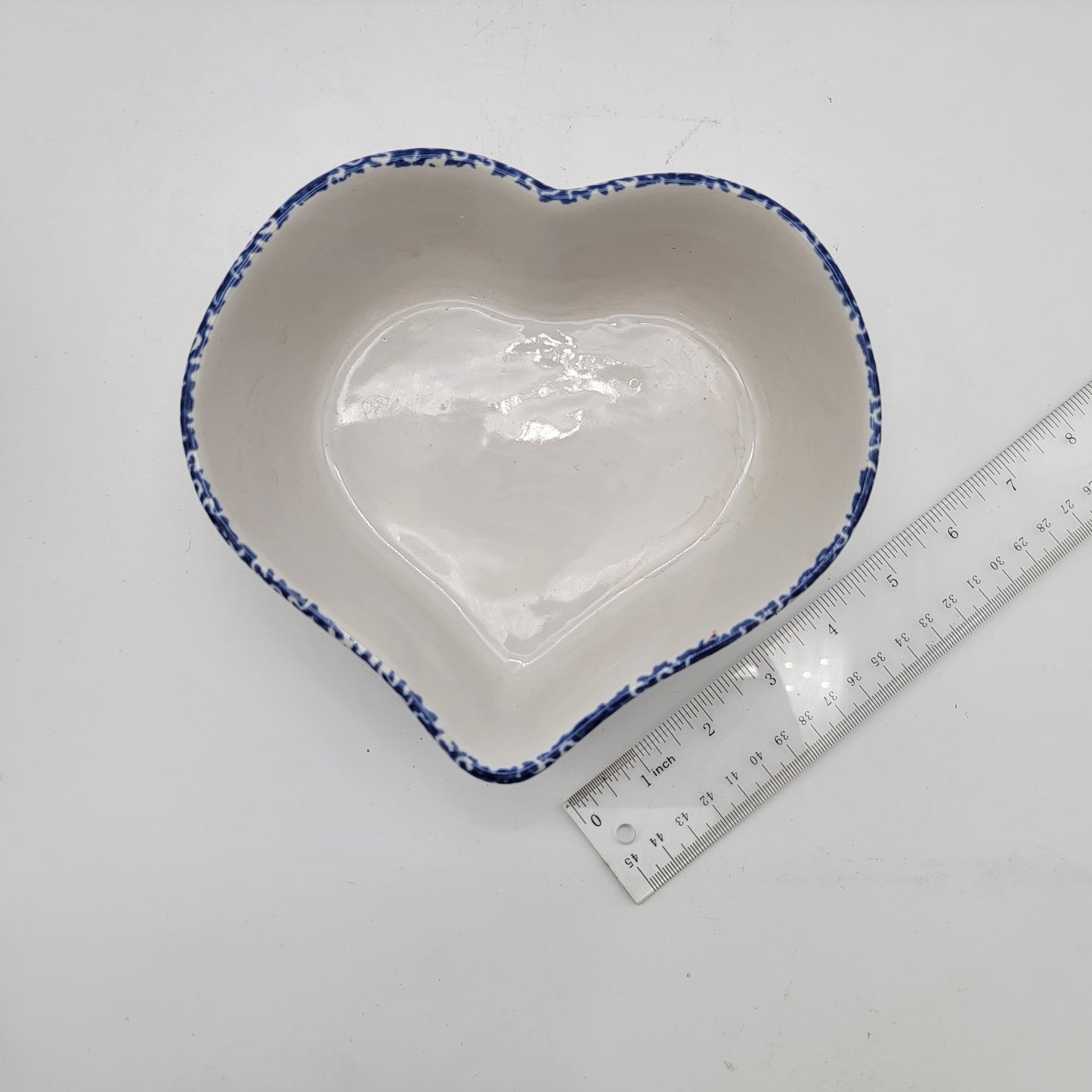 Blue Spongeware Nesting Heart Bowls