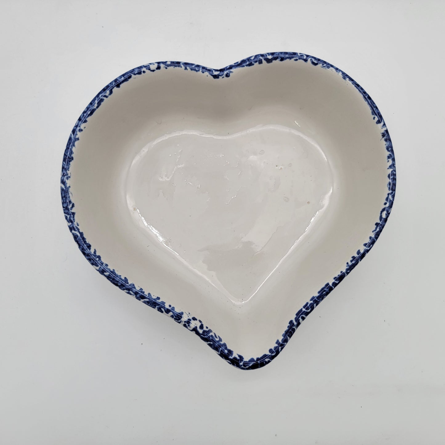 Blue Spongeware Nesting Heart Bowls