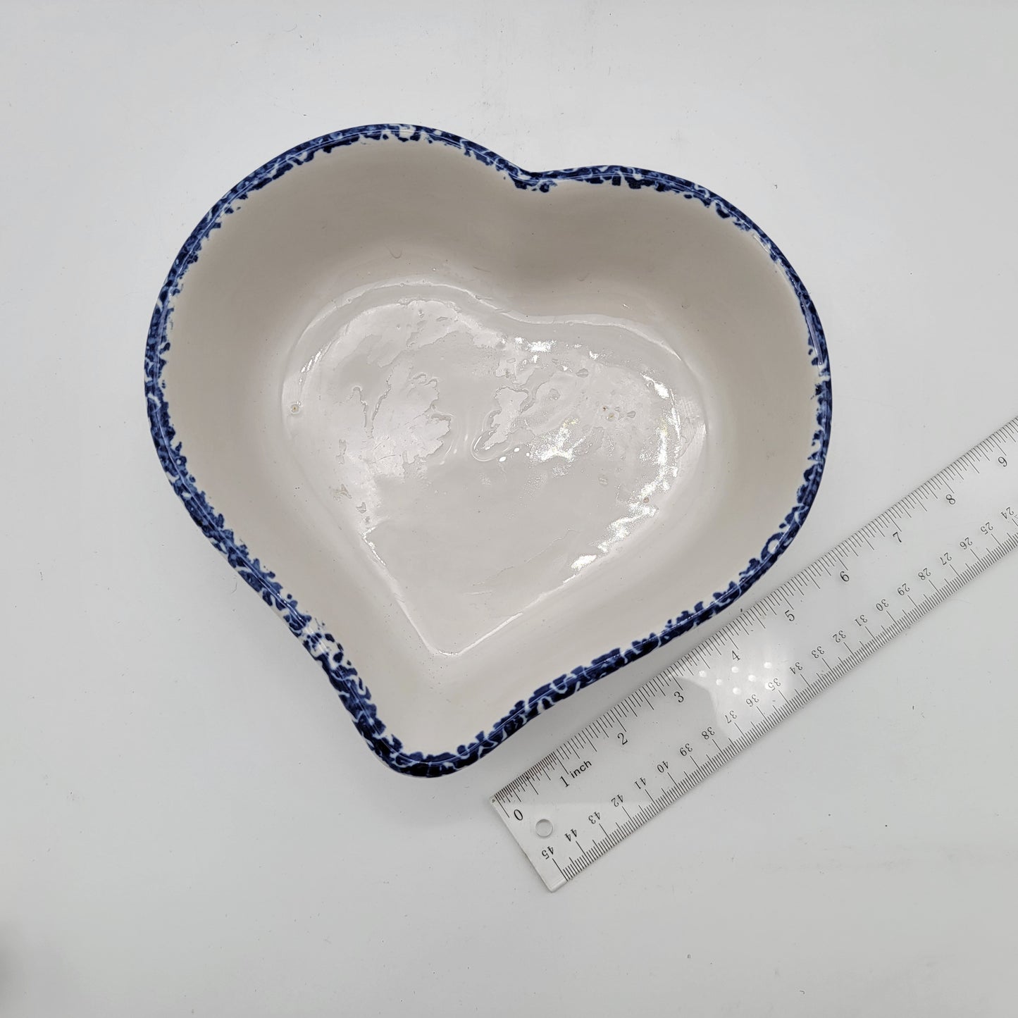 Blue Spongeware Nesting Heart Bowls