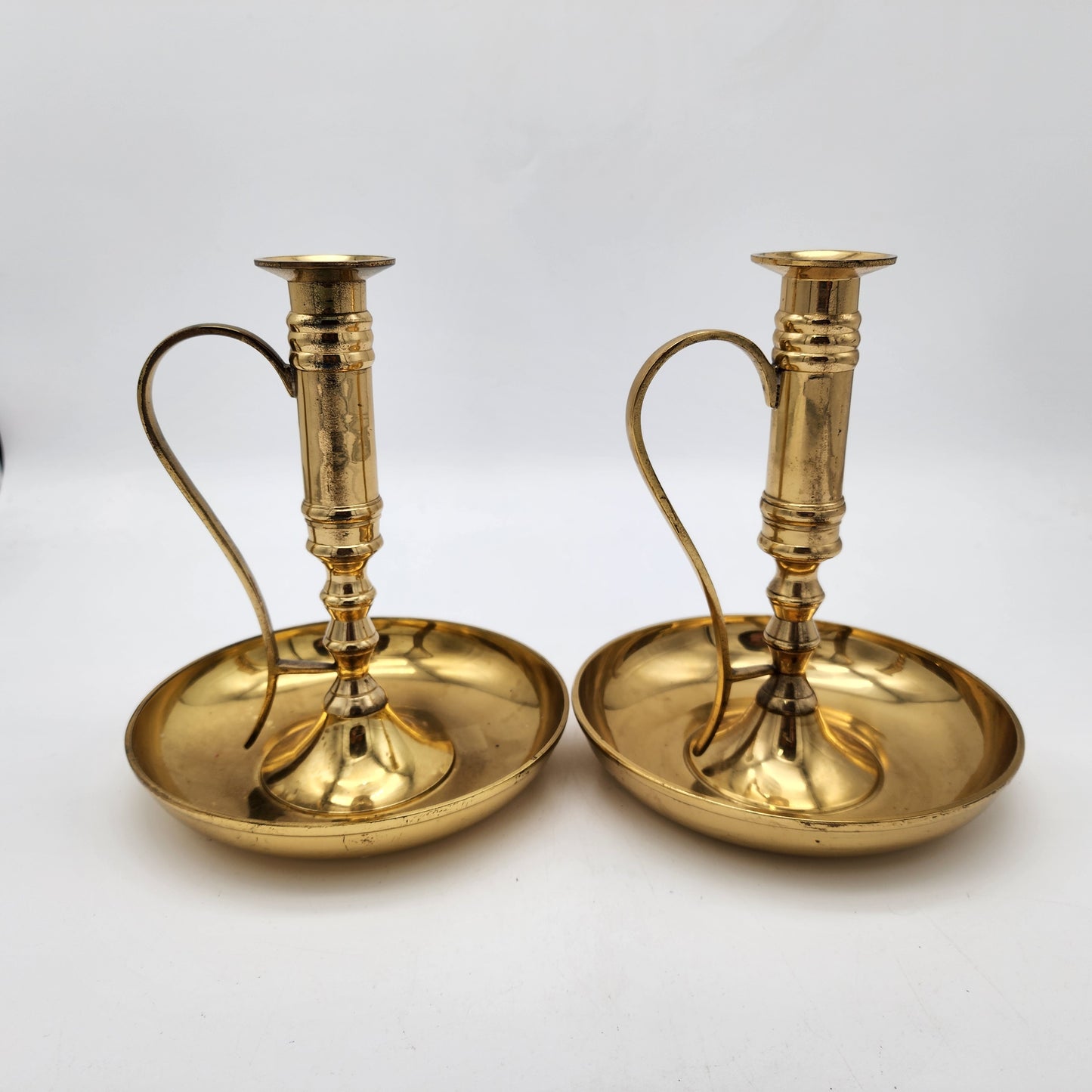 Pair of Brass Chamberstick Candle Holders