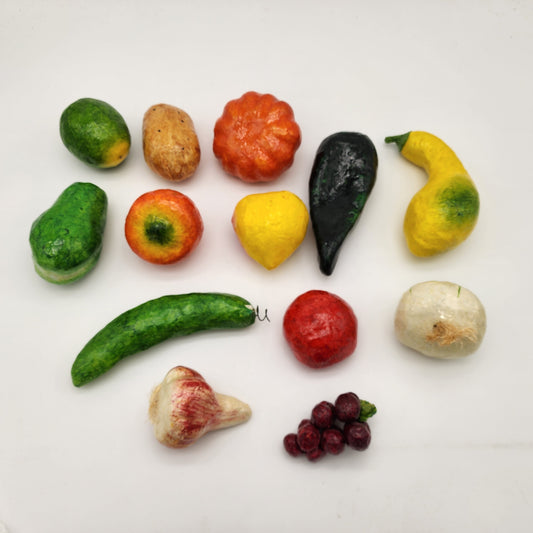 13 Pcs of Paper Mache Fruits and Vegetables