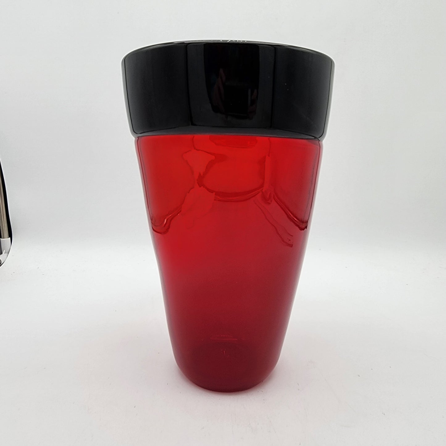 Steven Correia Art Glass Vase Red and Black