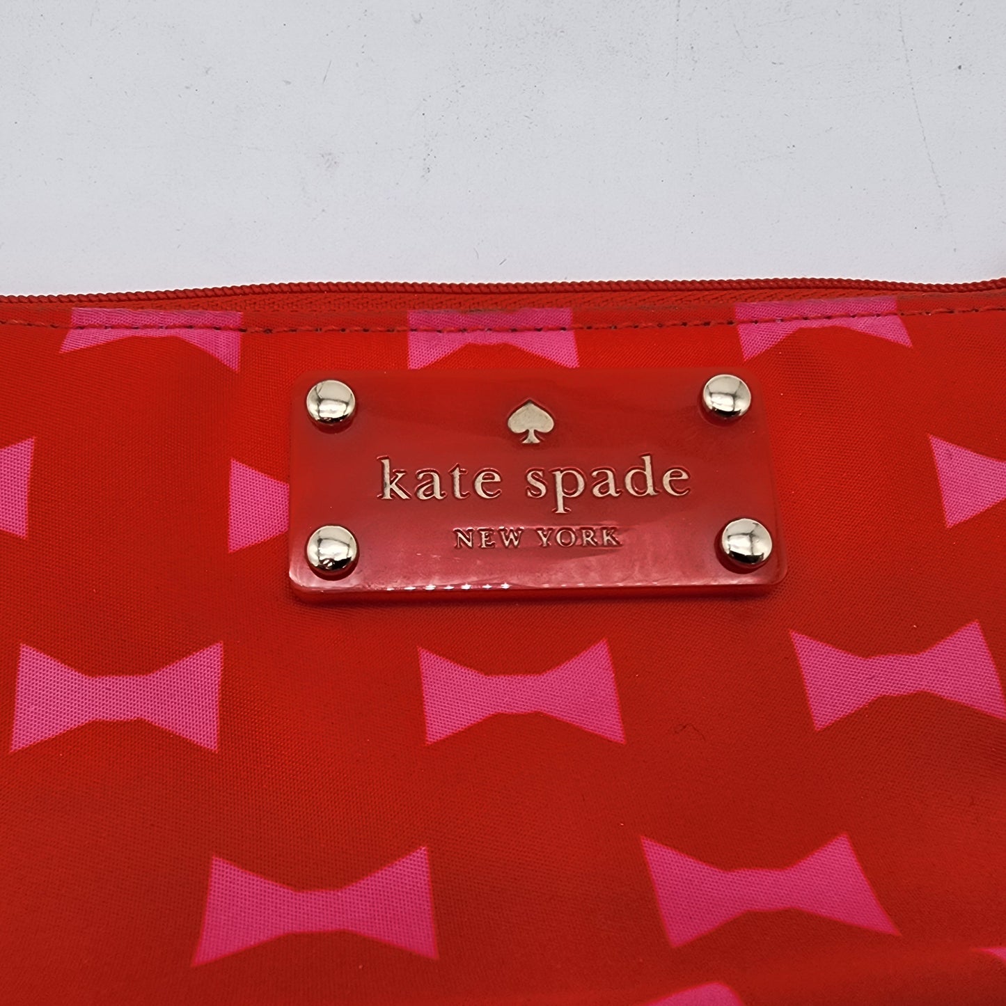 Kate Spade Red Pink Bow Print Coin Purse