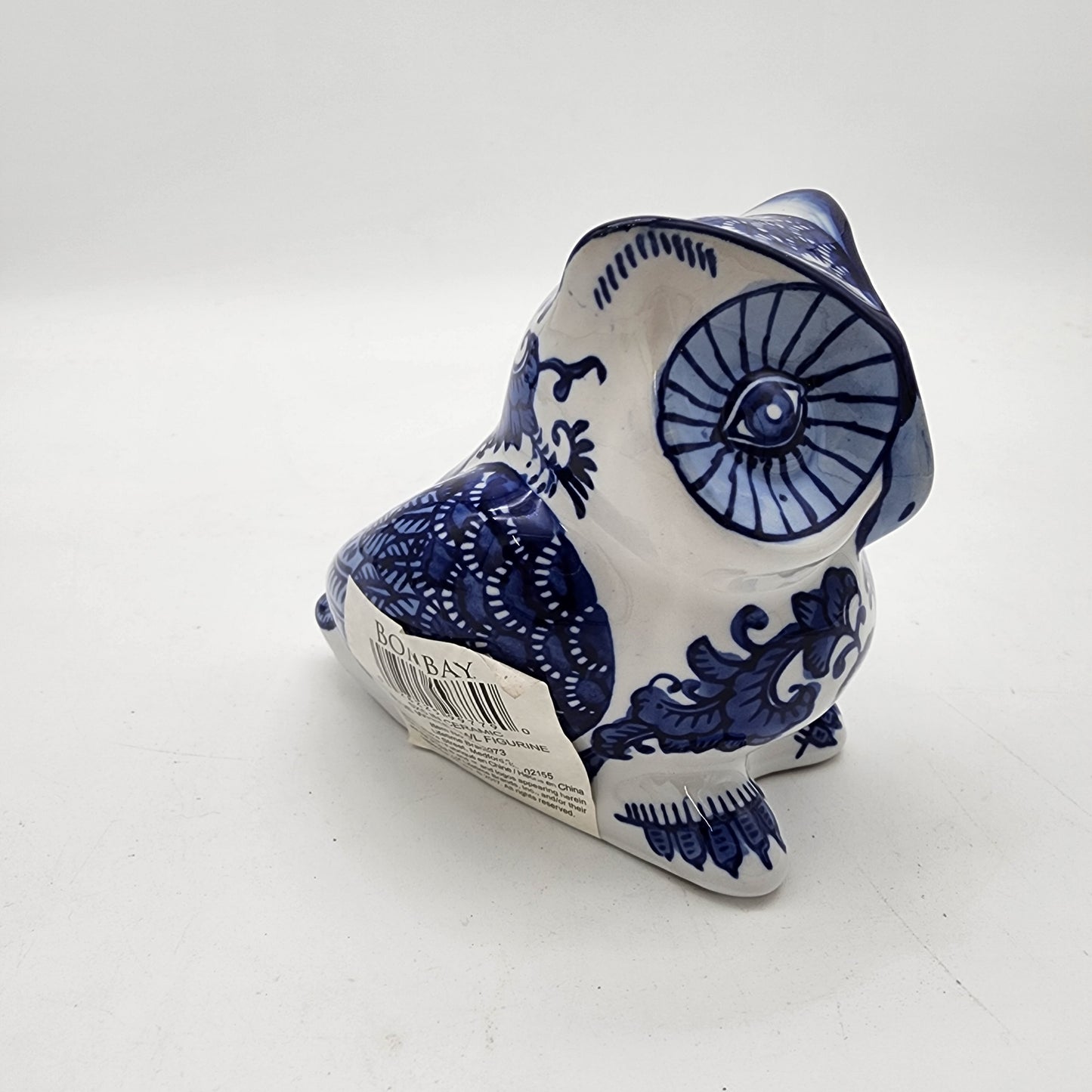 Bombay Blue and White Owl Figurine