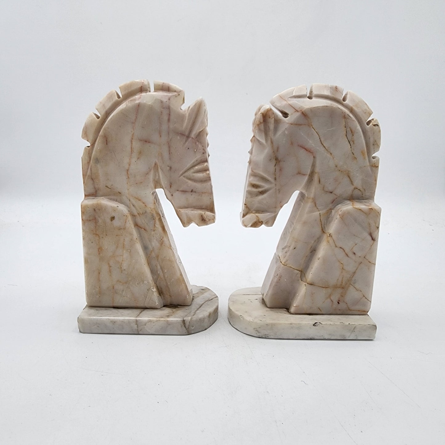 1960s Marble Horse Head Bookends Pair