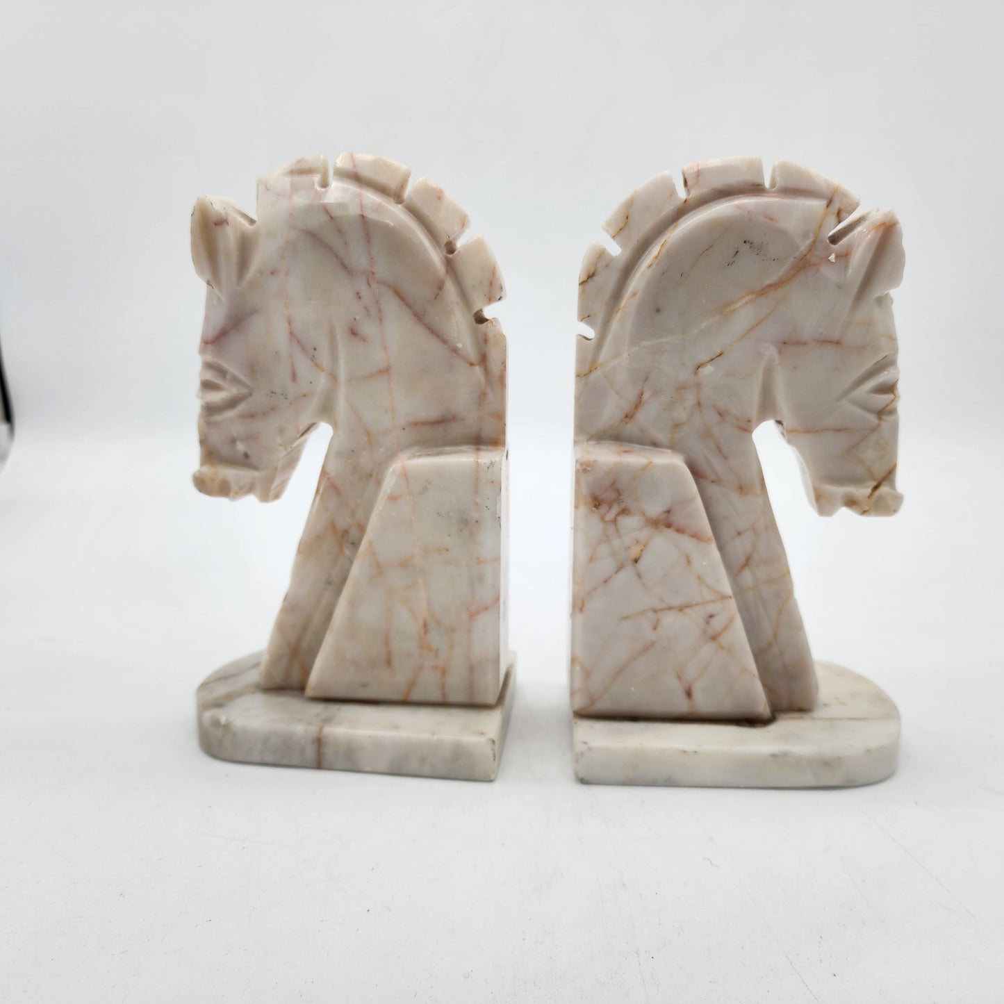 1960s Marble Horse Head Bookends Pair