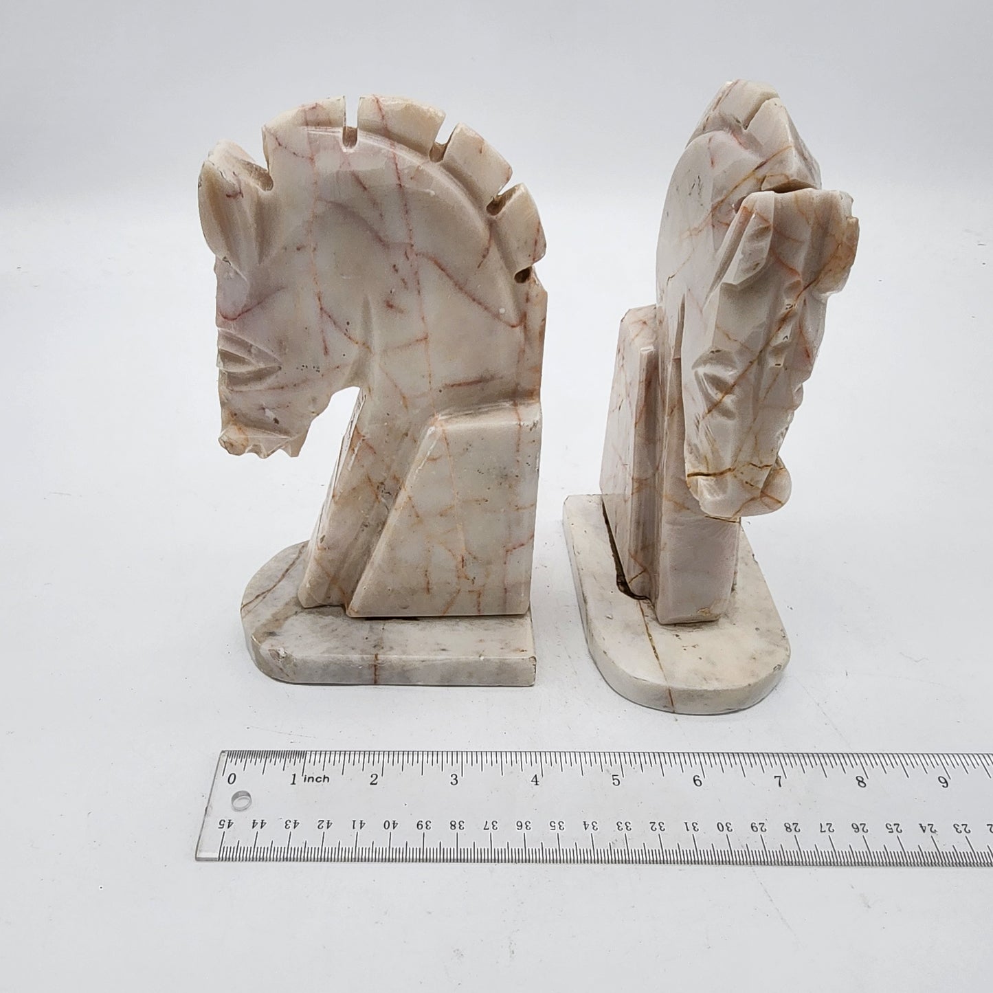 1960s Marble Horse Head Bookends Pair