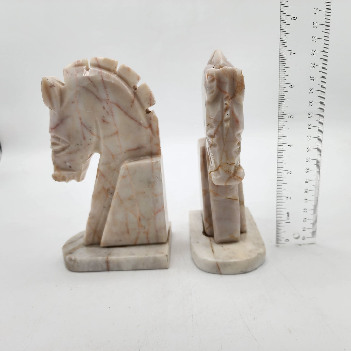 1960s Marble Horse Head Bookends Pair