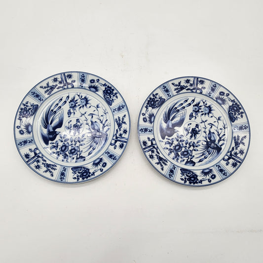 Pair of Blue Heron Dessert Plates