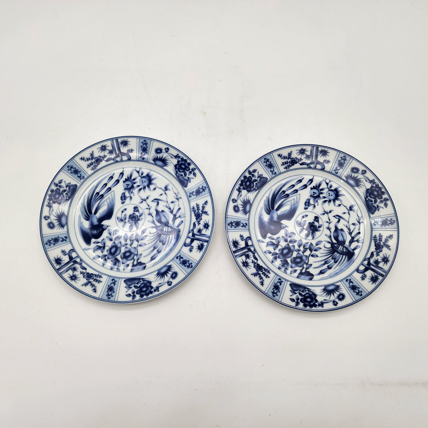 Pair of Blue Heron Dessert Plates