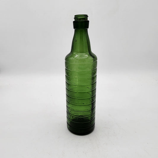 Vintage Green Ribbed Glass Bottle