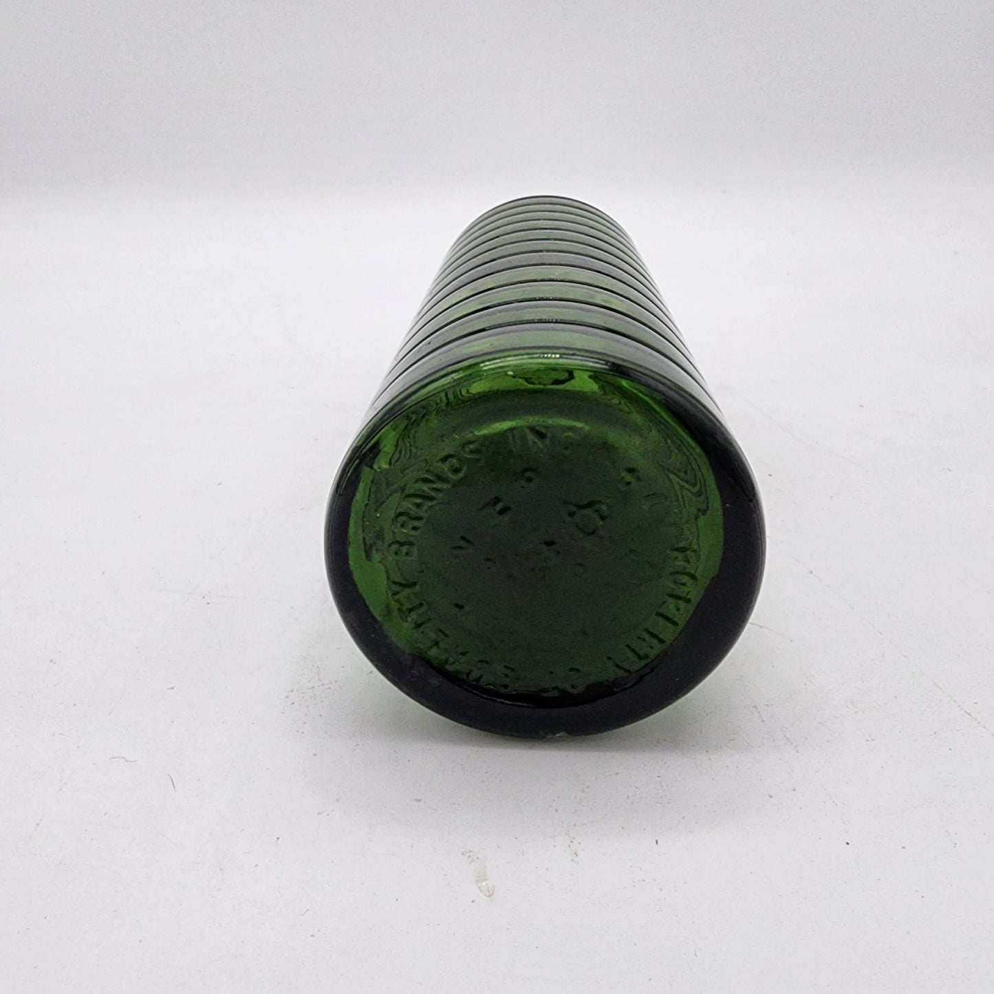 Vintage Green Ribbed Glass Bottle