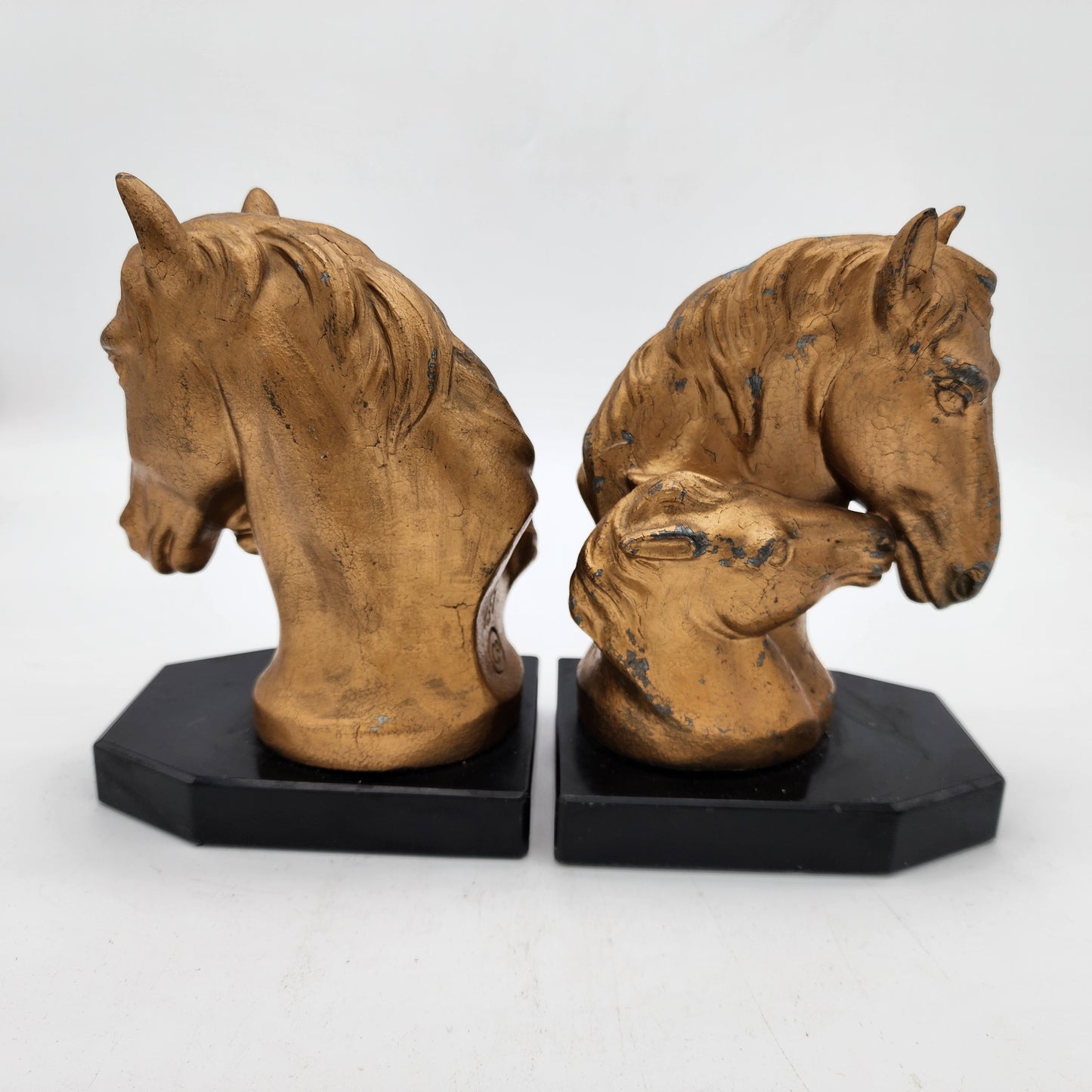 Antique JB Hirsch Horse Head Bookends - as found