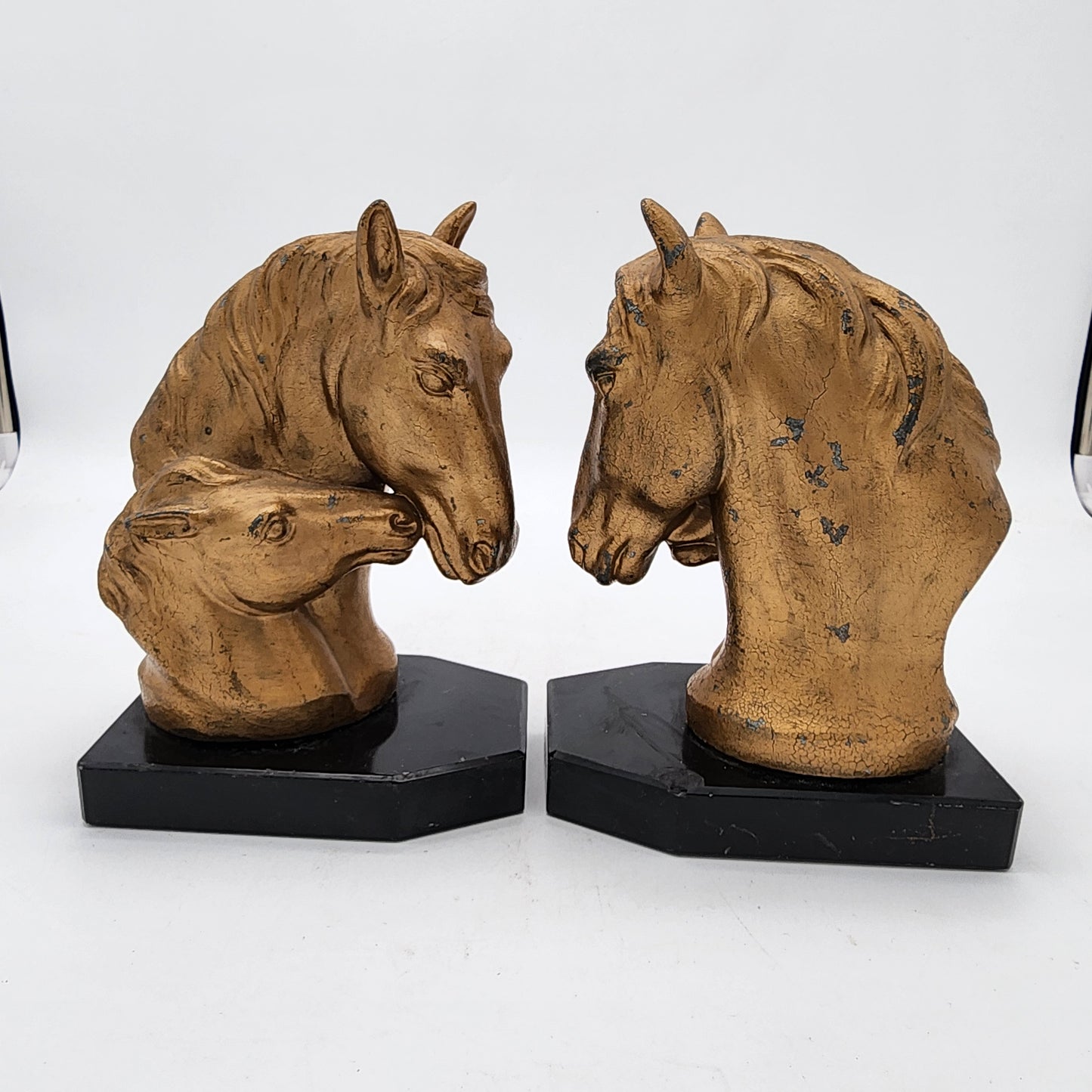 Antique JB Hirsch Horse Head Bookends - as found