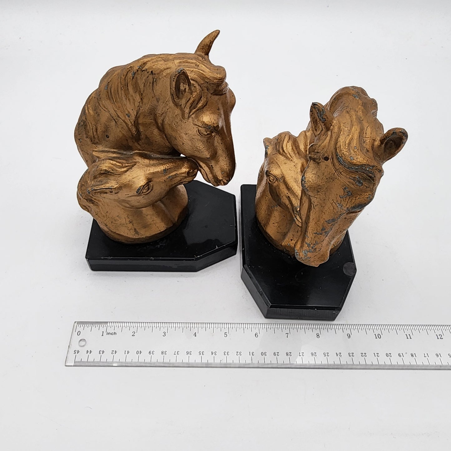 Antique JB Hirsch Horse Head Bookends - as found