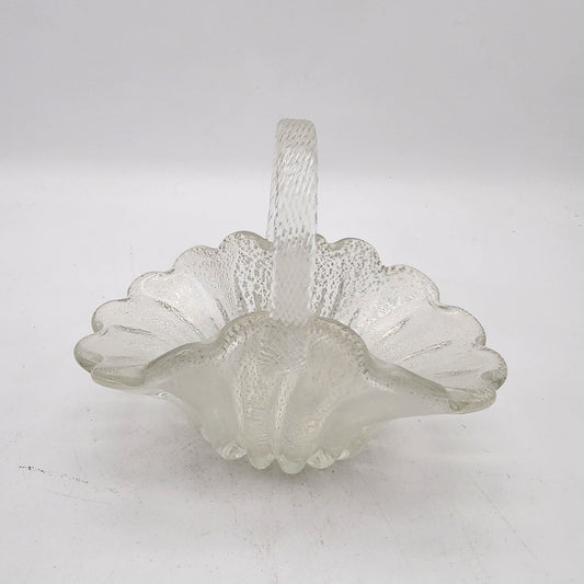 Vintage Art Glass Basket with Silver Aventurine