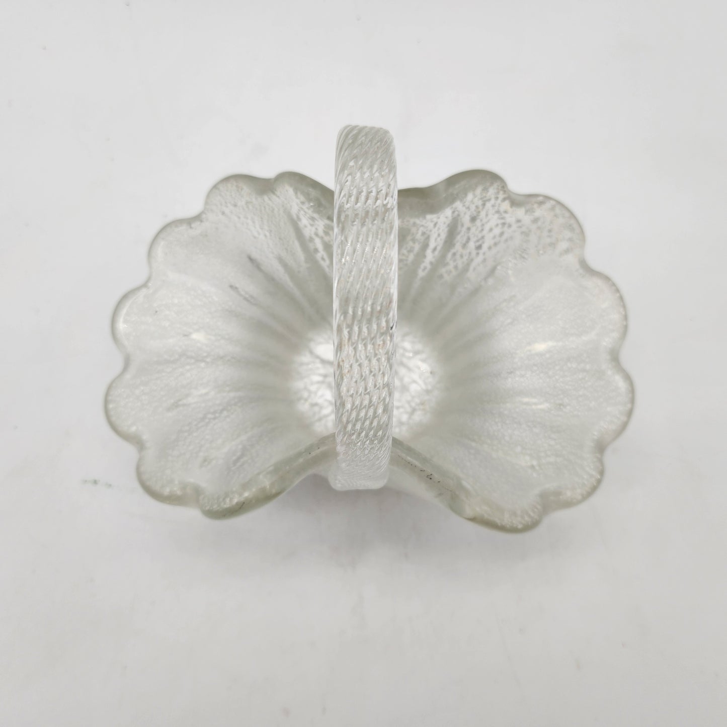 Vintage Art Glass Basket with Silver Aventurine