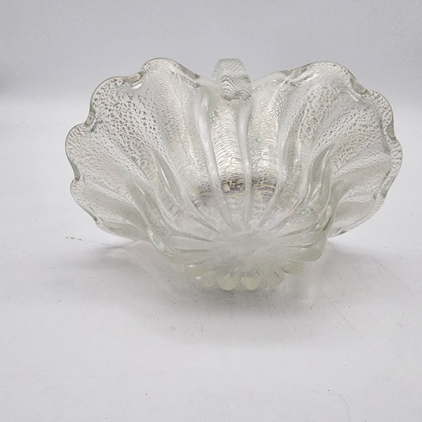 Vintage Art Glass Basket with Silver Aventurine