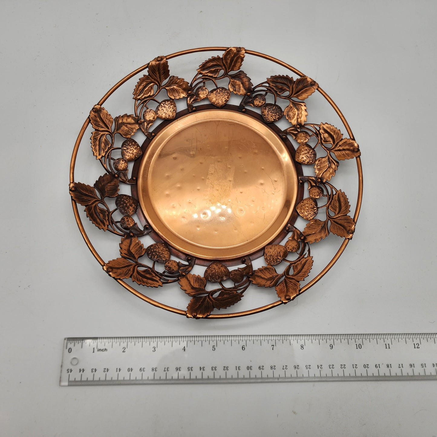 Vintage Copper Strawberries opem Edge Tray