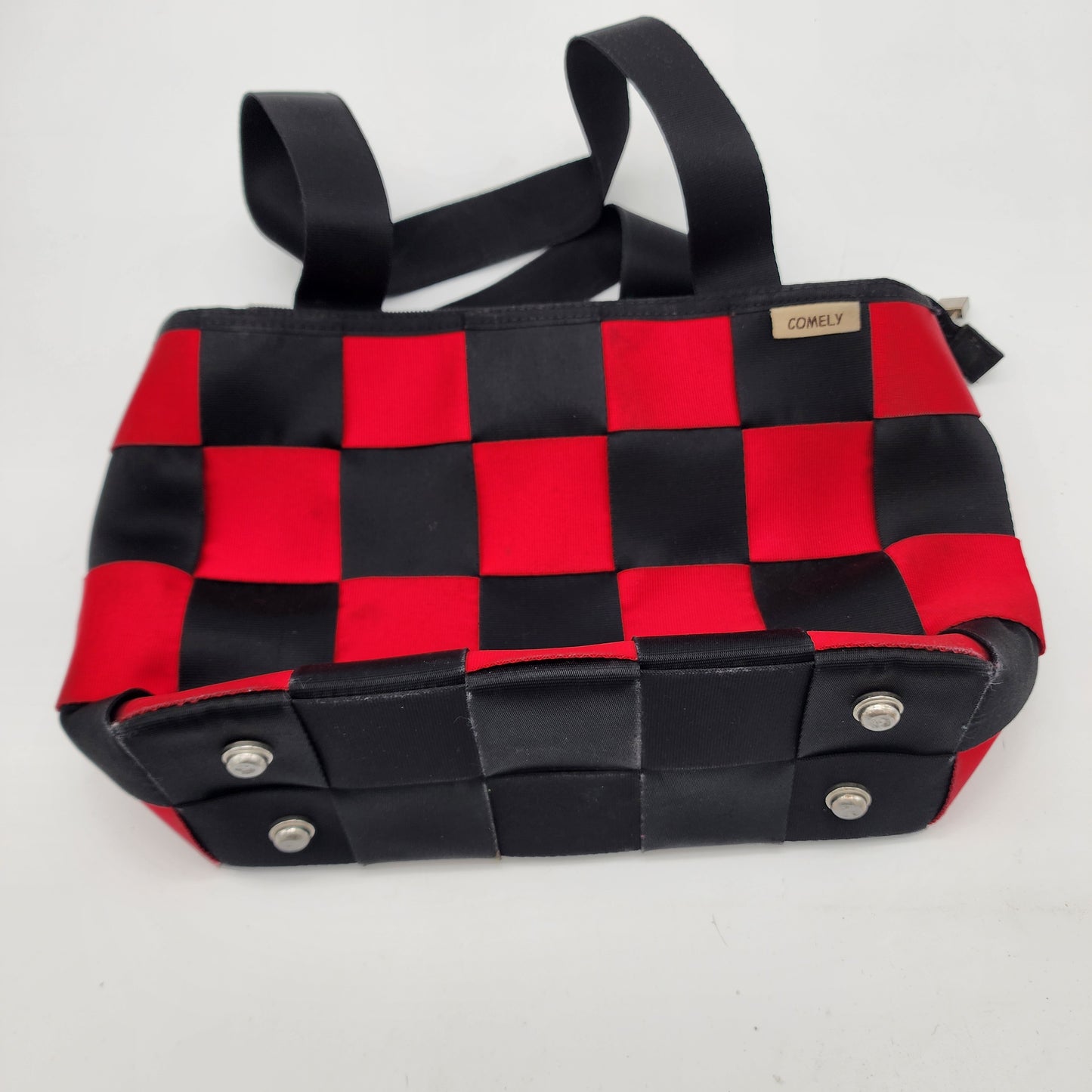 Red and Black Checker Seatbelt Purse