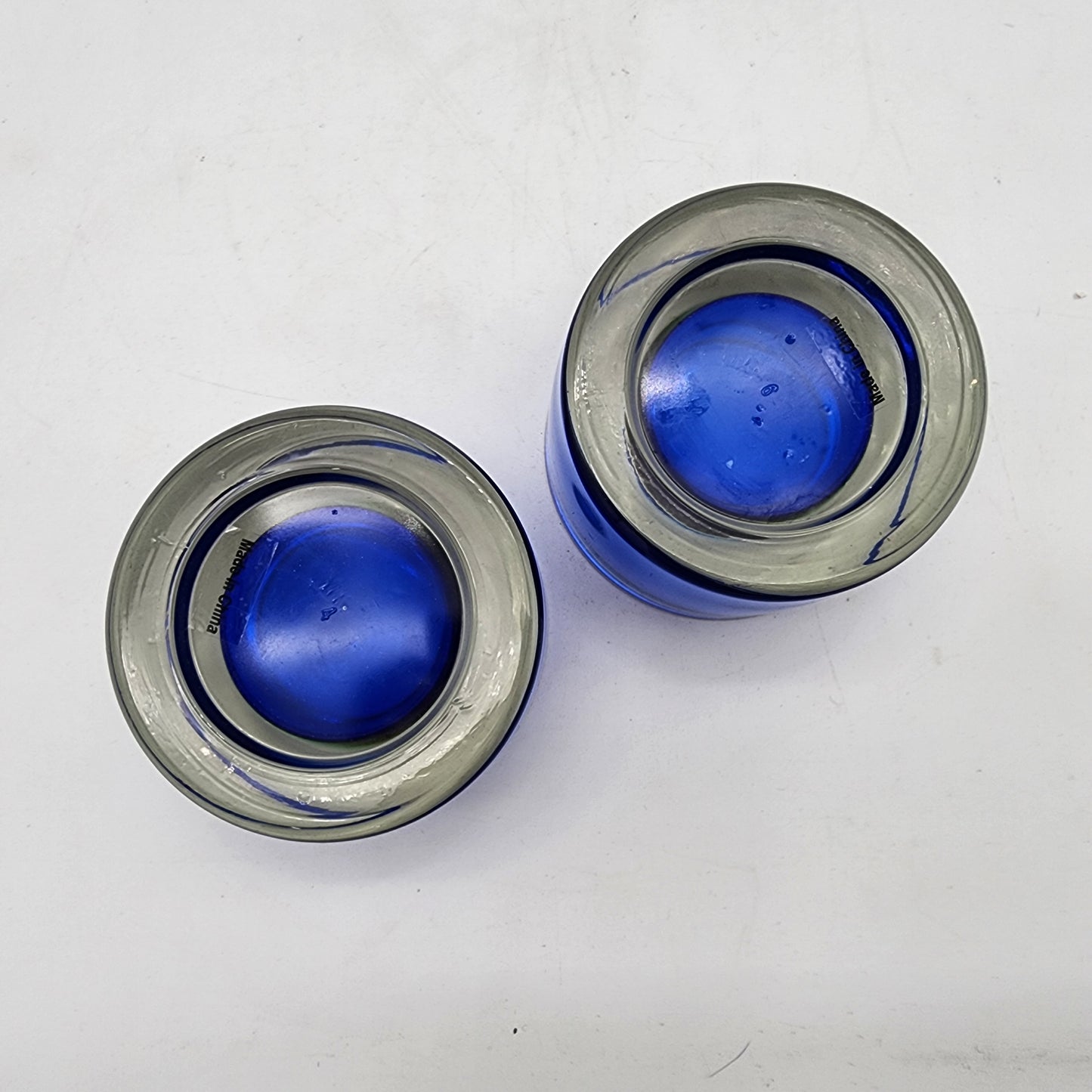 Pair of Cased Blue Glass Candle Holders