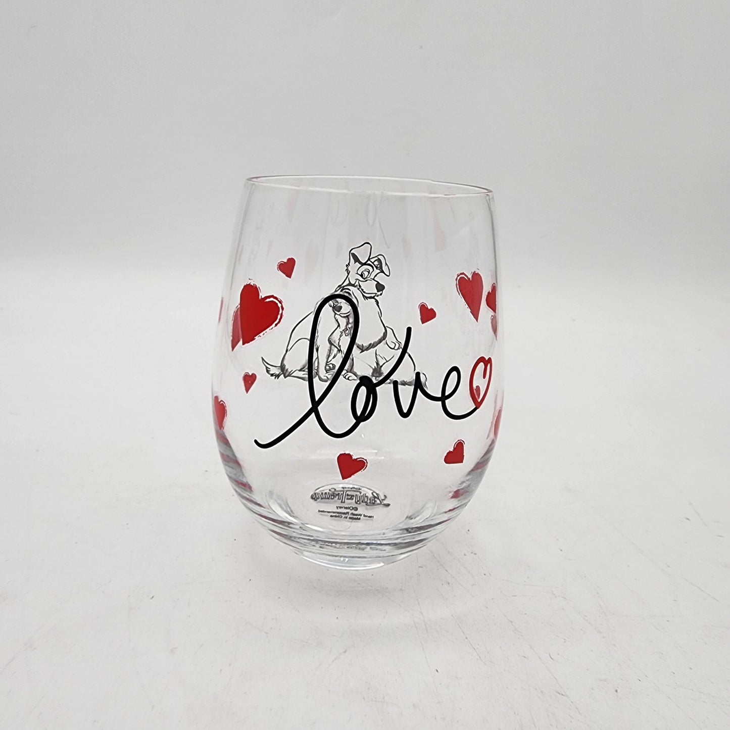 Pair of Lady and the Tramp Stemless Wine Glasses