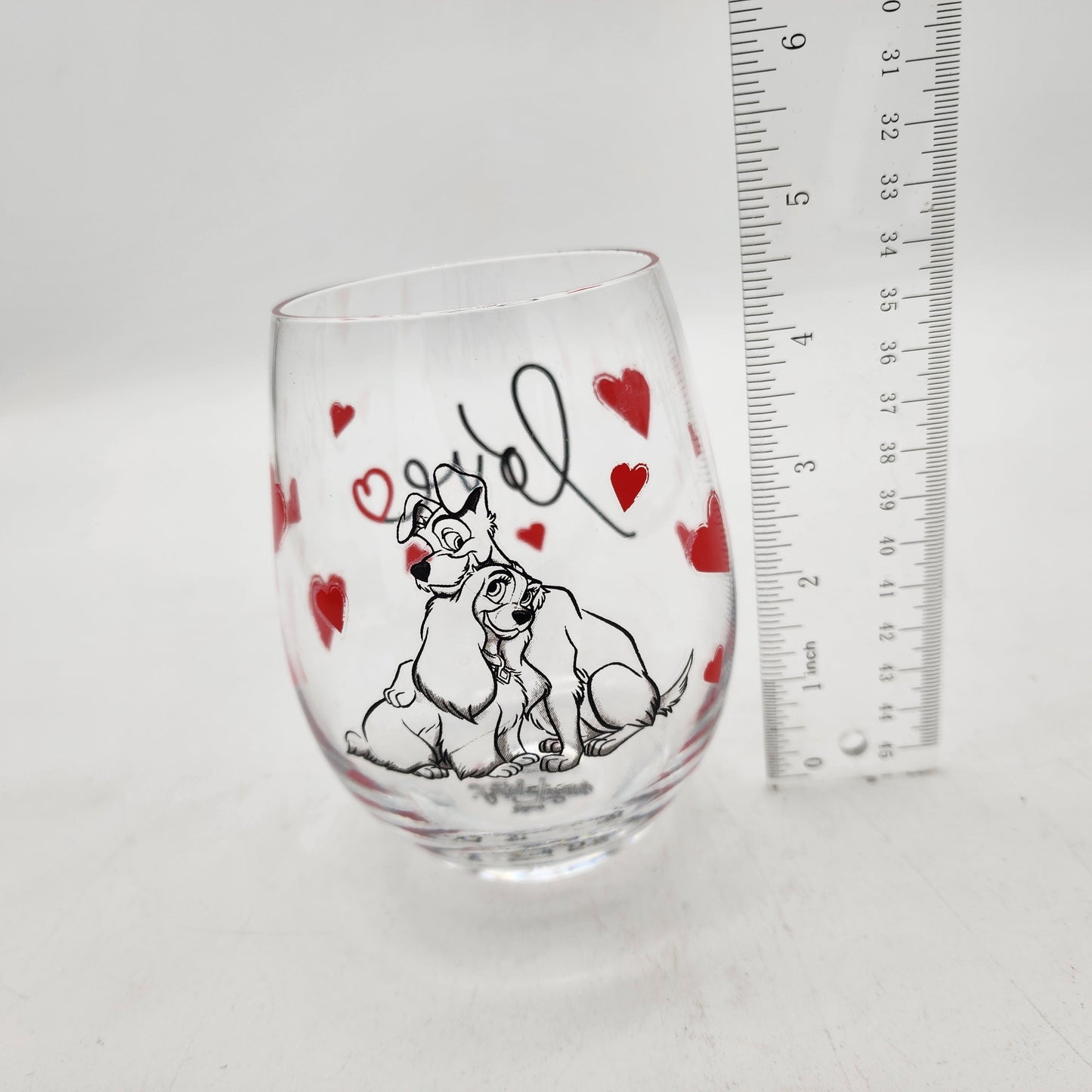 Pair of Lady and the Tramp Stemless Wine Glasses