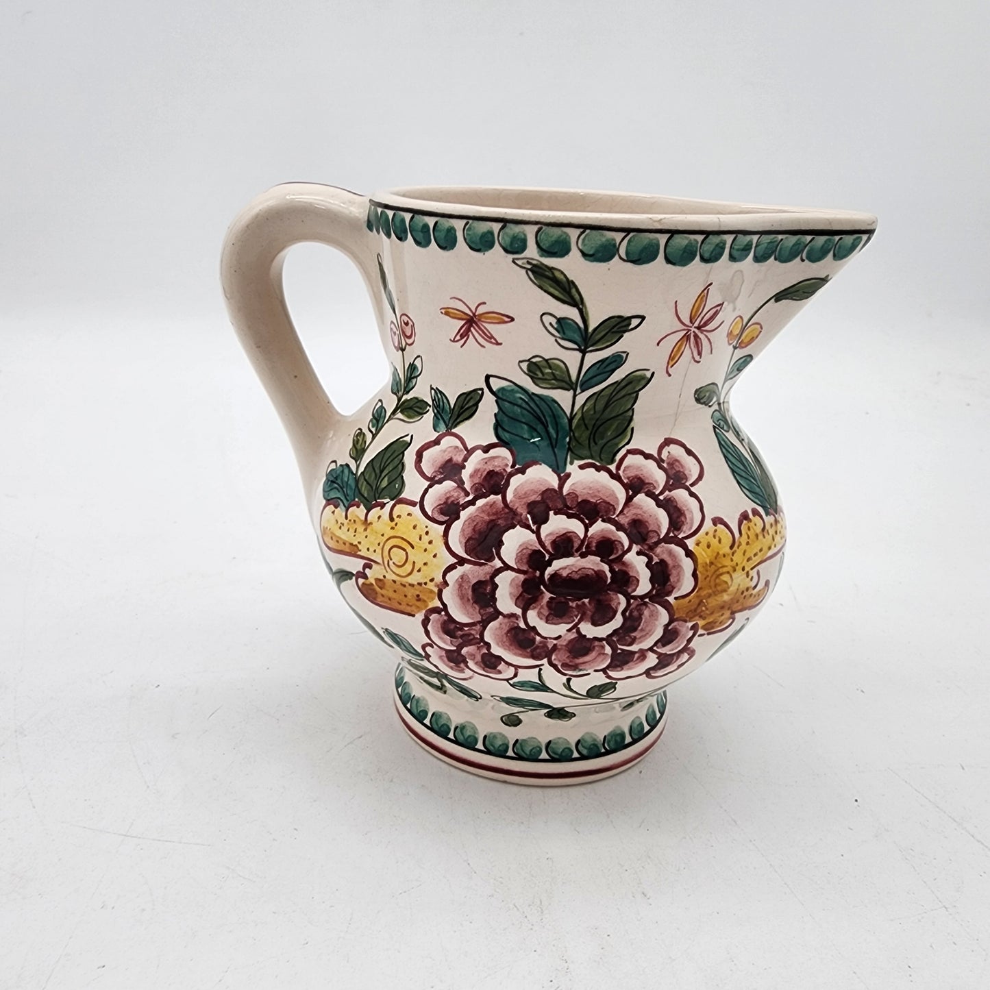 Quteiro Agueoa Hand Painted Portugal Pitcher AS FOUND